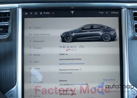 2012 Tesla Model S Performance/Signature Performance из США, поврежденный, VIN 5YJSA1DP8CFP01510